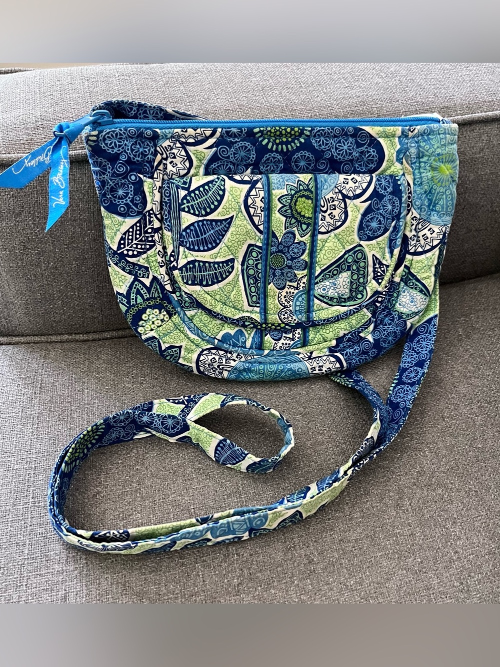 Vera Bradley Navy, Aqua & Lime Floral Quilted Crossbody